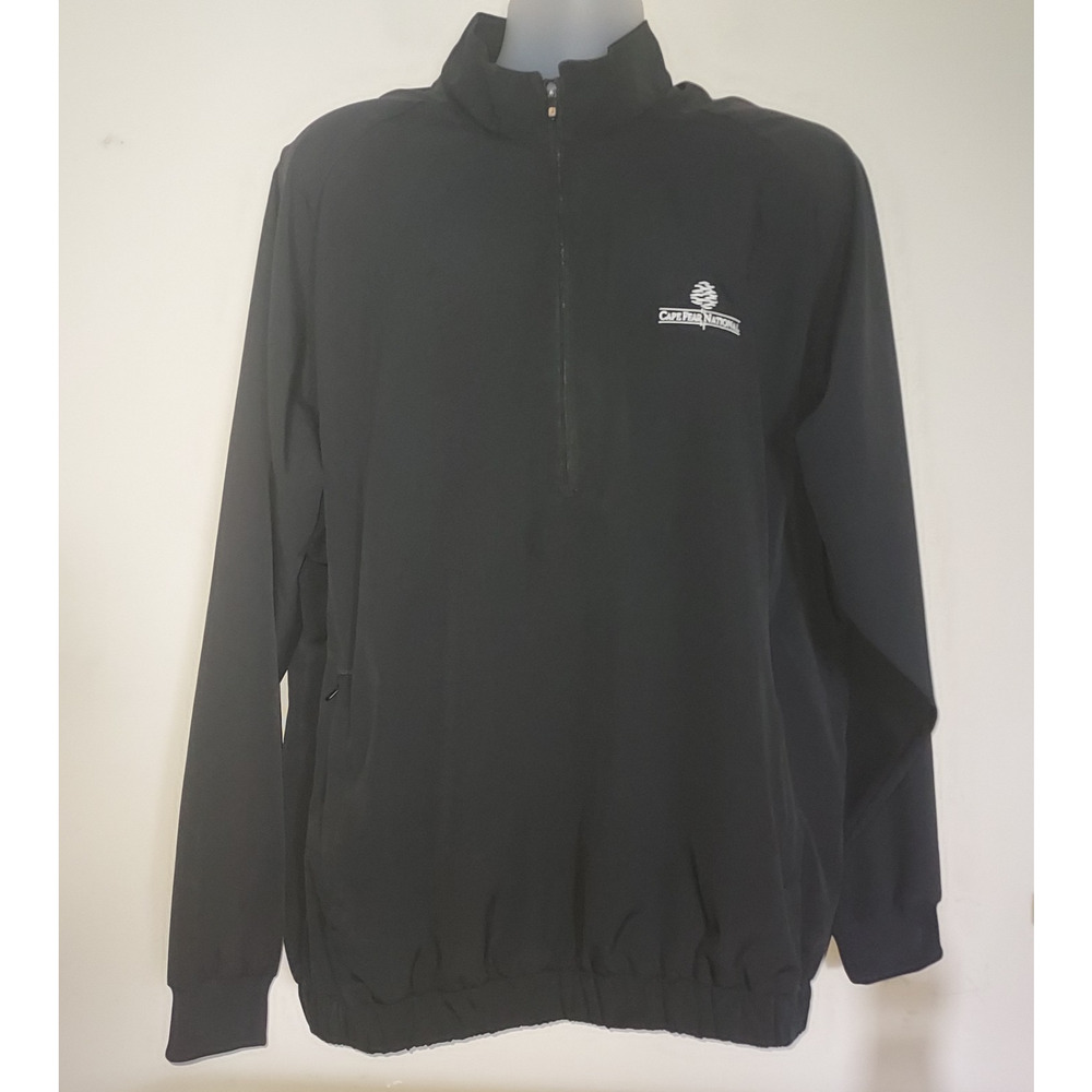 Footjoy Men's Golf Windbreaker Large 1/2 Zip Long Sleeve Jacket Polyester Black